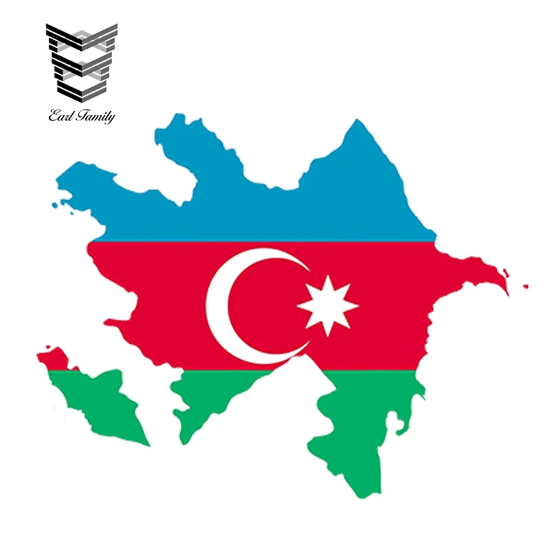 

EARLFAMILY 13cm x 11.2cm Car Styling Azerbaijan Map Flag Car Sticker Silhouette Helmet Car Fridge Door Waterproof Accessories