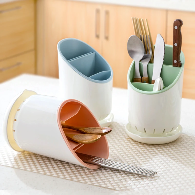 

Kitchen Cutlery Storage Rack Multi-Function Chopstick Spoon Fork Knife PP Drainn Storage Rack Tableware Hollow Drain Rack