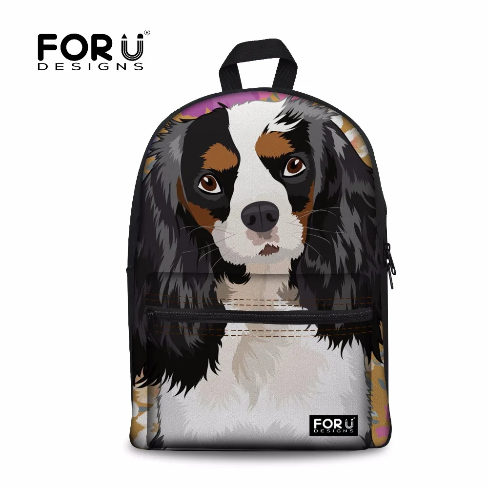 FORUDESIGNS King Charles Spaniel Dog Backpack Female Fashion Laptop