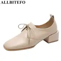 ALLBITEFO แฟชั่นธรรมชาติของแท้หนังผู้หญิงรองเท้าส้นสูงรองเท้าผู้หญิงรองเท้าส้นสูงสำนักงานรองเท้าทำงานผู้หญิง tacones mujer