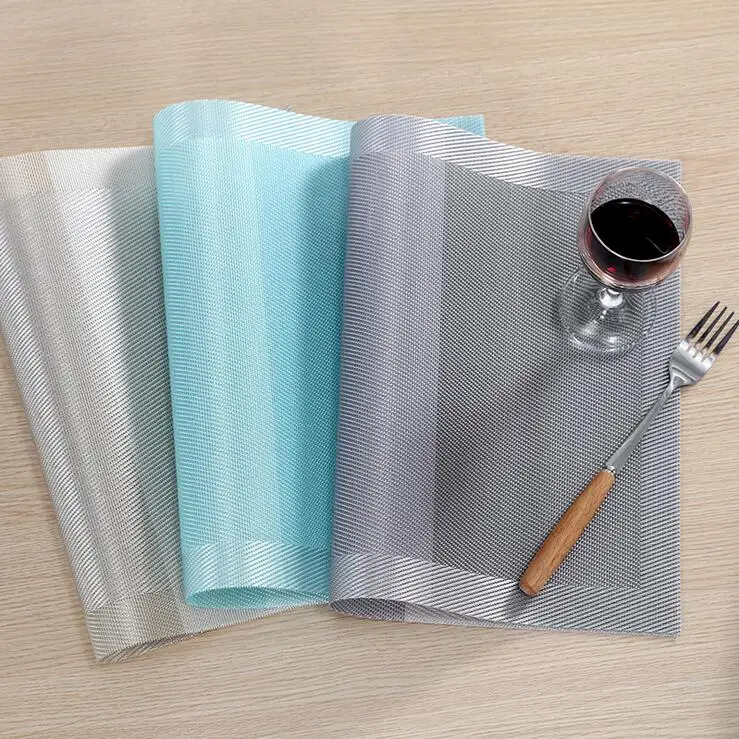 

Fyjafon 2/4/6pieces Table Mats Set PVC Table Mat Hotel Washable Placemats Dinner Table Mats Strips Blue/Gray 45*30