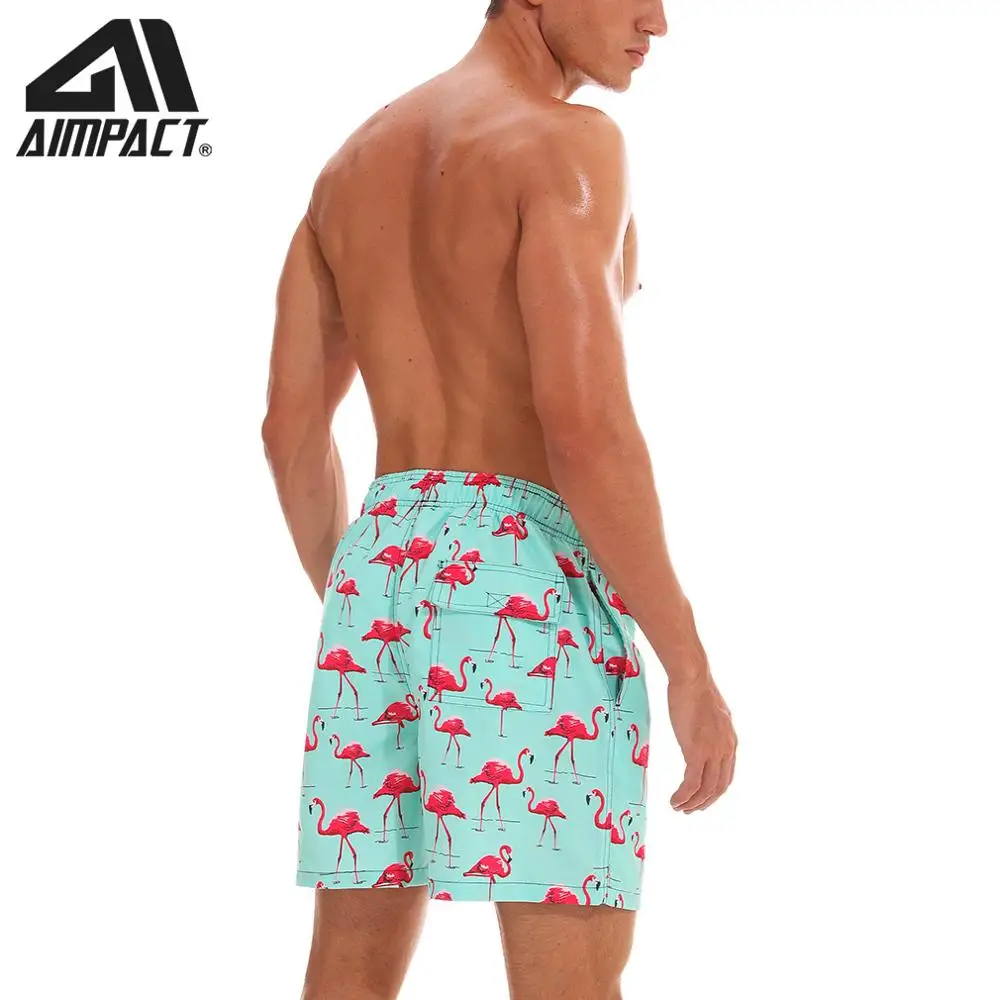 AIMPACT Men's Swimsuit Board Shorts Swimming Trunks for Men Beachwear Green Flamingo Sexy Swimwear with Mesh Lining AM2197 AIMPACT Men's Swimsuit Board Shorts Swimming Trunks for Men Beachwear Green Flamingo Sexy Swimwear with Mesh Lining AM2197