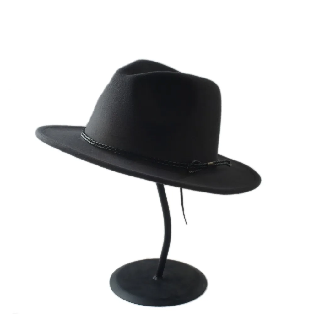 Новая шерстяная Мужская Шляпа Унисекс Chapeu Feminino Fedora Шляпа джентльмена шерстяная широкая джазования с полями церковная Кепка Панама Федора Топ Солнцезащитная шляпа для женщин