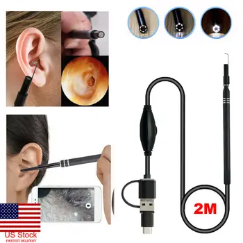 

Digital USB LED Otoscope Ear HD Mini Camera Scope Cleaning Kit For PC MAC Phone