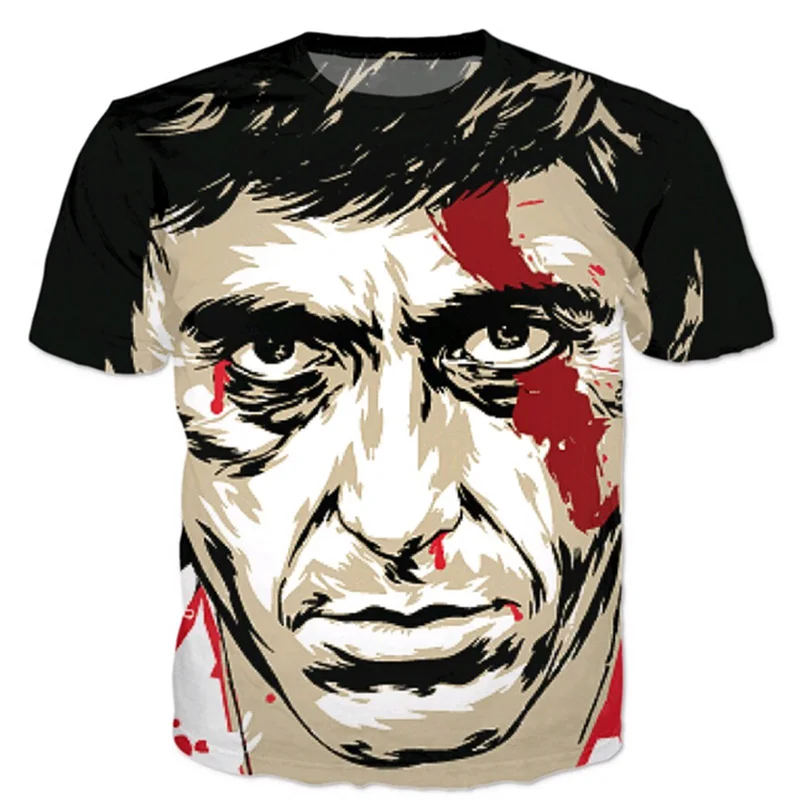 Jumeast Мужская/женская модная летняя 3d футболка Harajuku футболки Scarface Al Pacino