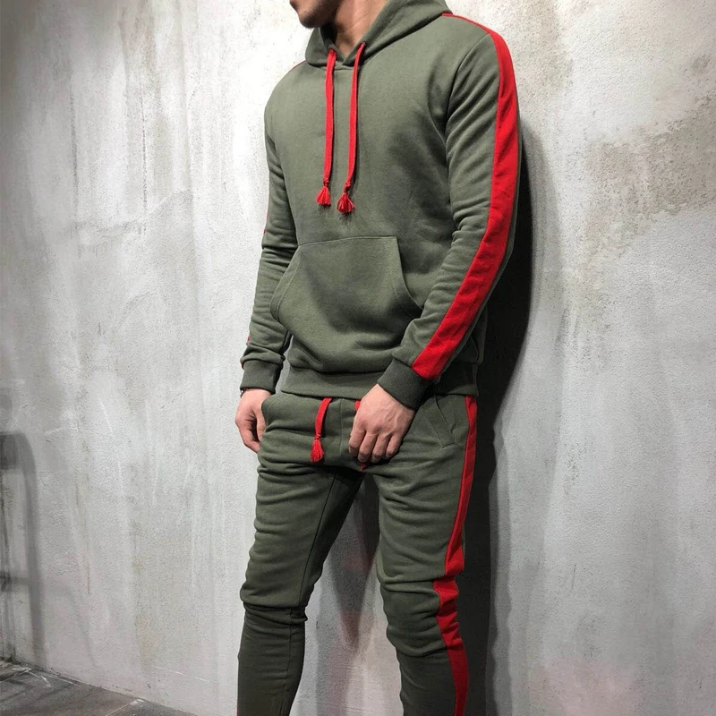 ZOGAA 2019 Hot Sale Men's Casual Hoodies Sets Fashion Color Block Tracksuit for Men Sweatsuit Male Outfit Sportswear Jogger Set
