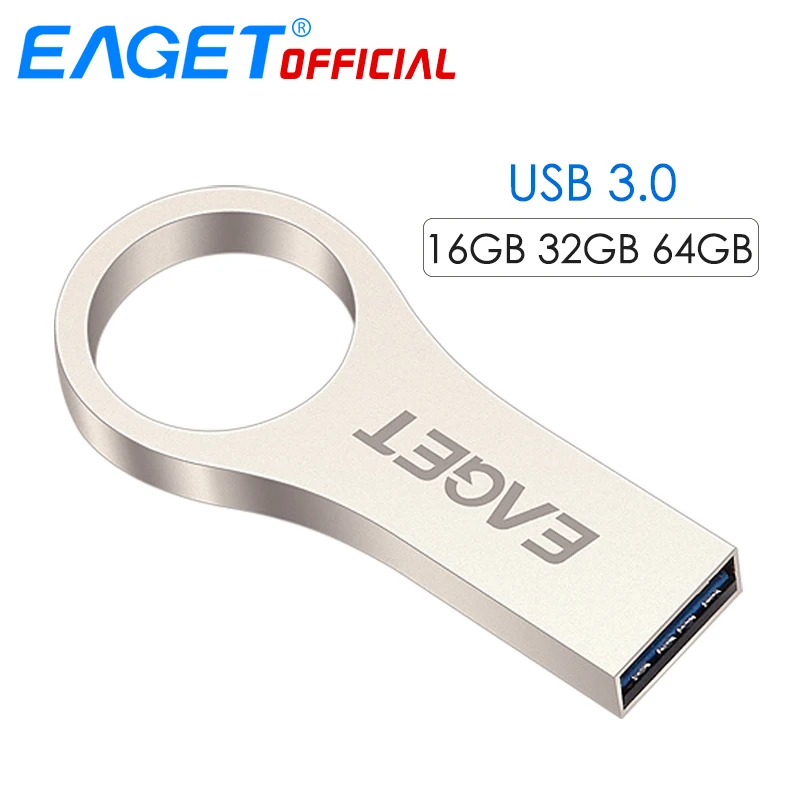 EAGET металлический USB флешка 3,0 64 ГБ флеш-накопитель 32 г Memory Stick Pendrive 16 г USB флеш-карта памяти брелок для ключей водостойкий для ПК