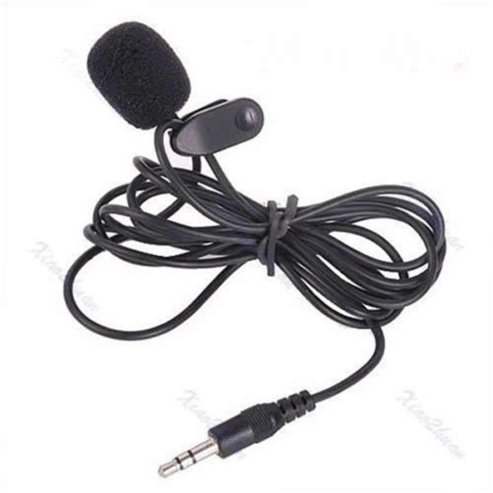 Black 3.5mm Mini Studio Speech Mic Microphone Clip On Lapel 1.5M for PC Notebookclip bike