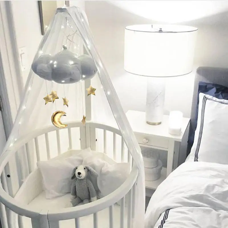 

Baby Crib Stroller toy Crib hanging bed Hand Bell Stroller Raining Clouds Baby Bed Hanging Toy Mobile Kids Play Tent Decoration