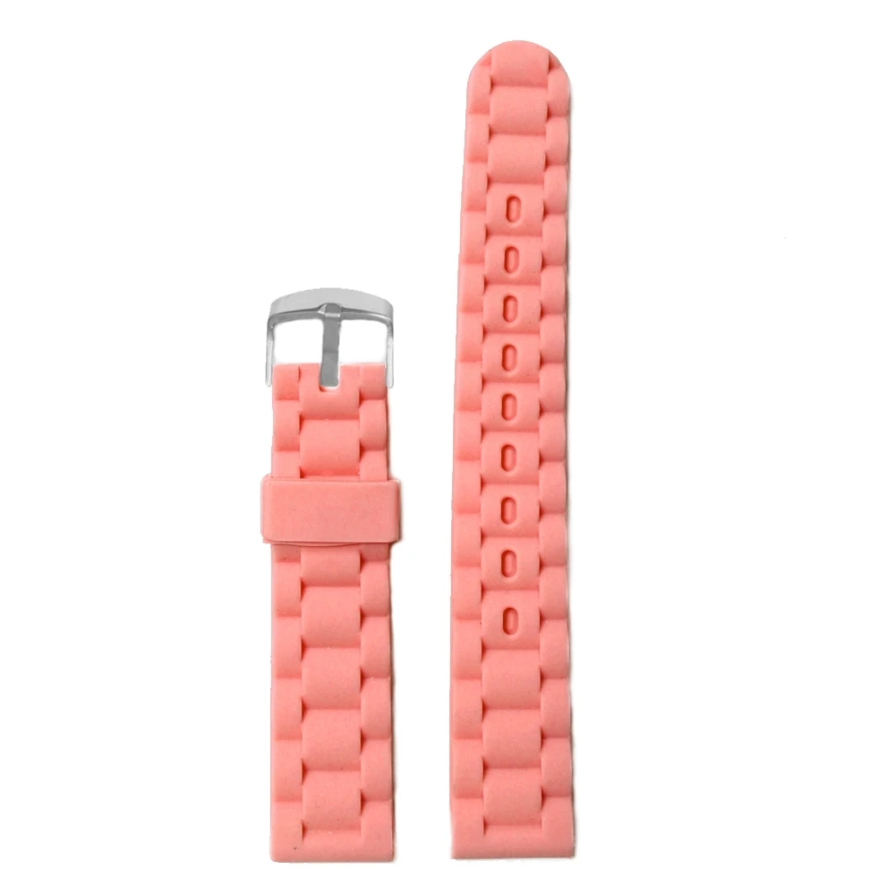 

18mm Bashful Pink Silicone Jelly Rubber Ladies Watch Band Straps WB1060N18JB