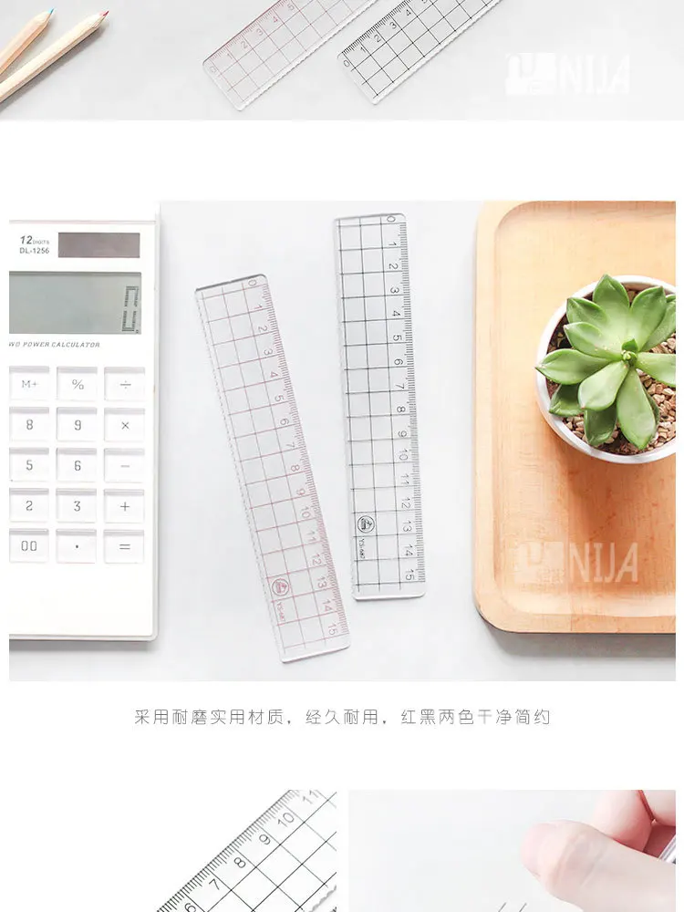 JIANWU 2pcs MUJI STYLE 15cm 18cm 20cm Transparent Simple ruler acrylic ruler Learn stationery drawing supplies