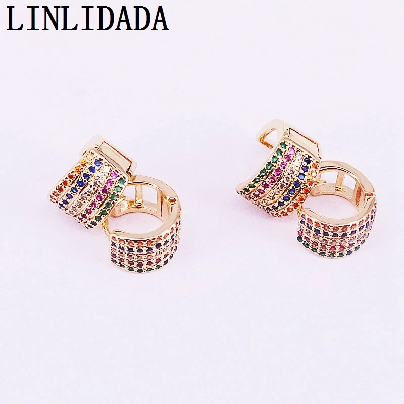 

New Arrived 5Pairs, Jewelry for Women delicate earring micro pave Colorful CZ gold earrings