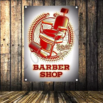 

Vintage Barber Shop Poster Senior Art Waterproof Cloth Painting Large Flag Banner Tapestry Wall Stickers Mural Wall Decoration