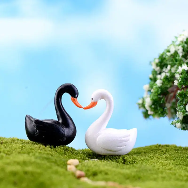 

New 1pcs Mini Swan Miniature Figurine Plant Pot Fairy Garden Decoration Garden Decor Swan Garden Doll House Ornament