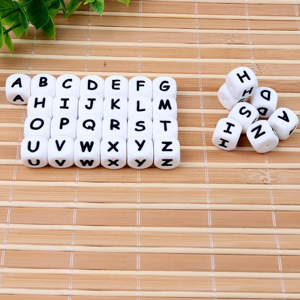 TYRY.HU 100Pcs/lot Alphabet Letter Beads Baby Teether Silicone Teething Beads For Necklace Silicone Beads Pacifier Chain TYRY.HU 100Pcs/lot Alphabet Letter Beads Baby Teether Silicone Teething Beads For Necklace Silicone Beads Pacifier Chain