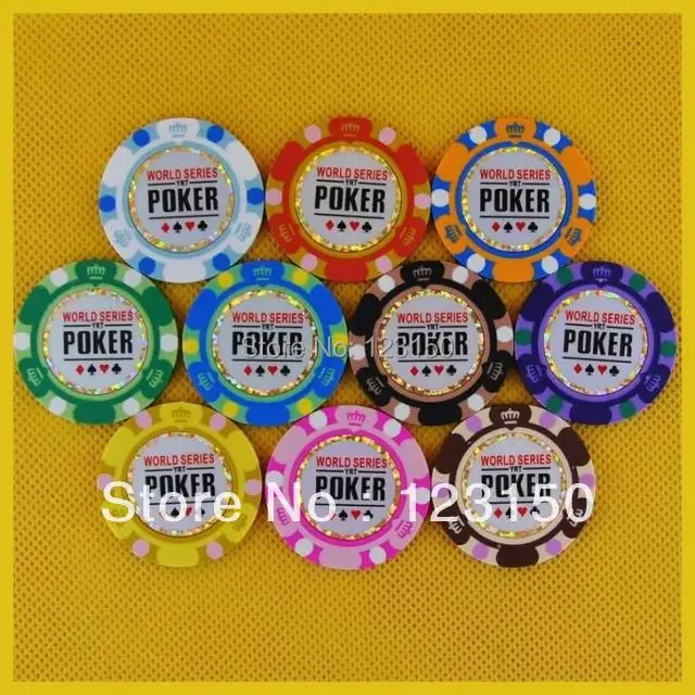 

PN-8002 50pcs/pack Clay 14g Poker Chips insert metal Golden Edge