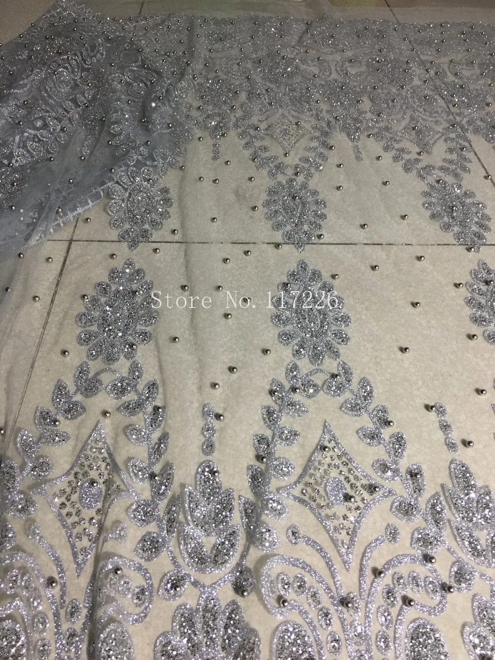 

fashion pattern S-91265-2 french net lace with glitter french glued glitter lace fabric with beads for fashion design