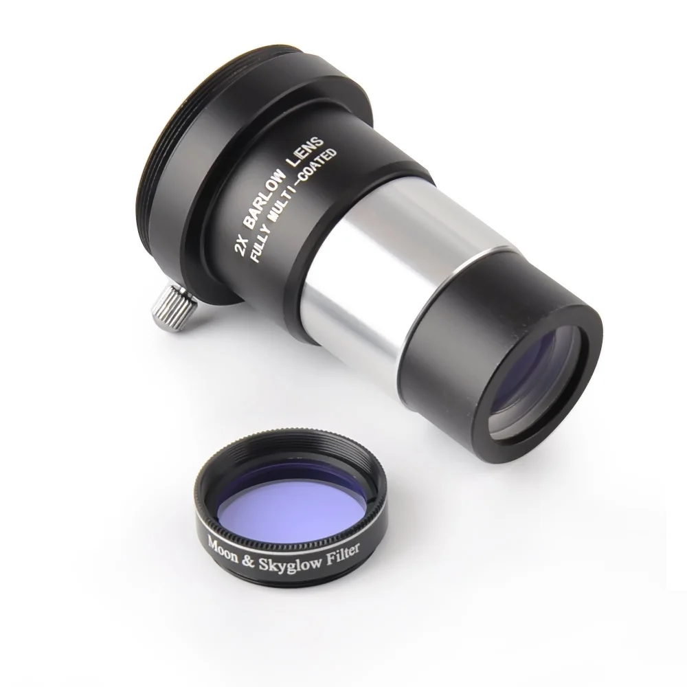 1.25" Moon Filter & 2x Barlow Lens Kit for Telescope Eyepiecesin Spotting Scopes from Sports