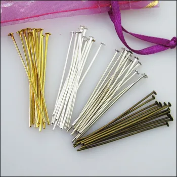

Fashion 200Pcs Head Pin Finding Connectors Gold Silver Bronze Plated 30mm