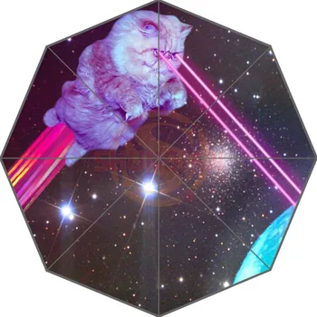 

Novelty Gift Good Quality Sun Rain Umbrella Funny And Cute Space Cat In Galaxy patten 2 Kids Lady Portable Foldable Umbrellas
