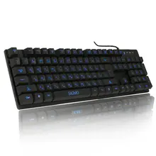 SIGMO Russe USB Étanche Rétro-Éclairé Gaming Clavier Bule 3 Couleurs Rétro-Éclairage Fluorescent 104 Touches Clavier pour Ordinateur PC Portable