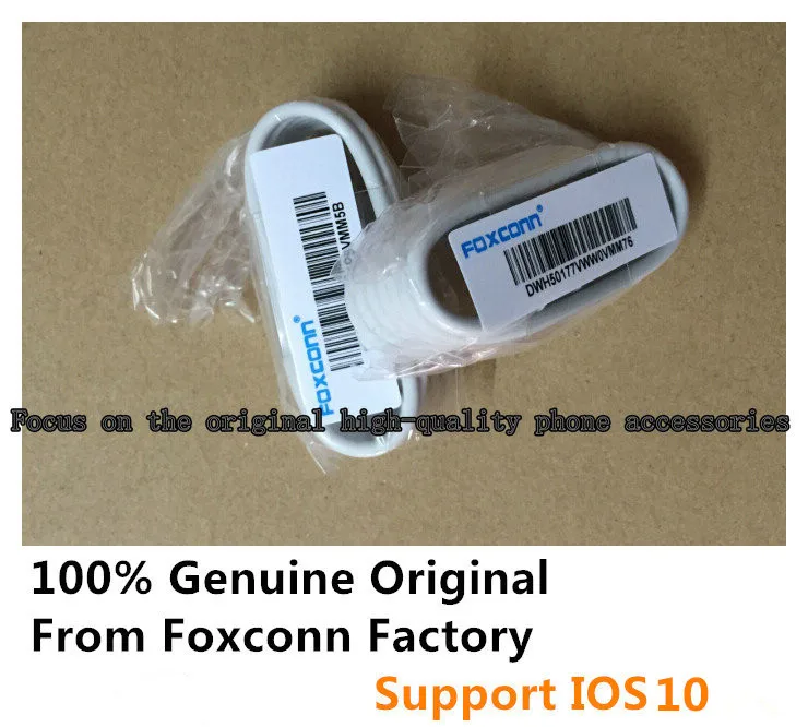 100Pcs/100% Genuine Original From Foxconn Factory E75 Chip OD 3.0mm Data USB Cable For iPhone 5 5S 6 6s 7 Plus iPad ios10