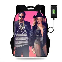 На Run Tour II Beyonce Jay-Z Рюкзак Универсальный USB зарядка мужчины wo мужские сумки для ноутбука студент мальчик и школьный рюкзак для девочек