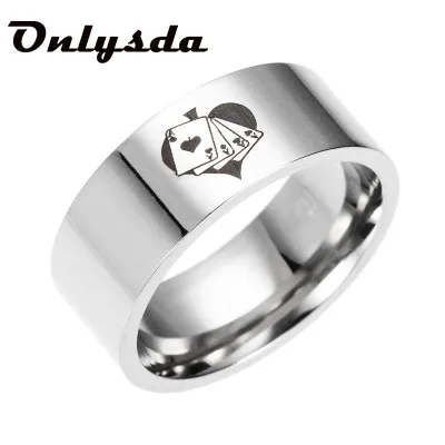 

Onlysda Stainless Steel Spades Poker Ring Band Mens Rings Engagement Anel Engrave Jewelry Rings For Male Lover gift OSR123