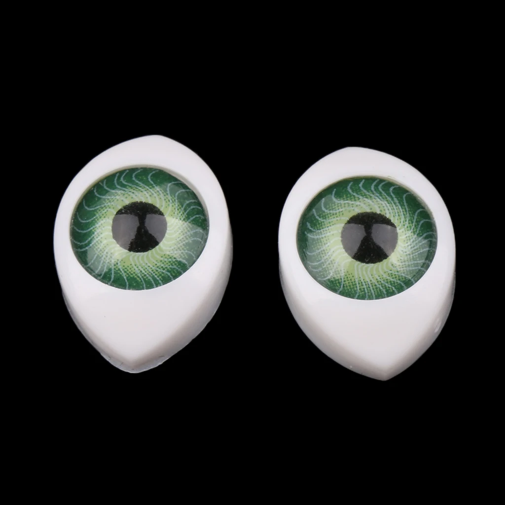 4 Color 8pcs Oval Hollow Back Plastic Eyes For Doll Mask DIY 9mm 2 in blue-green, 2 in brown, 2 in blue and 2 in green