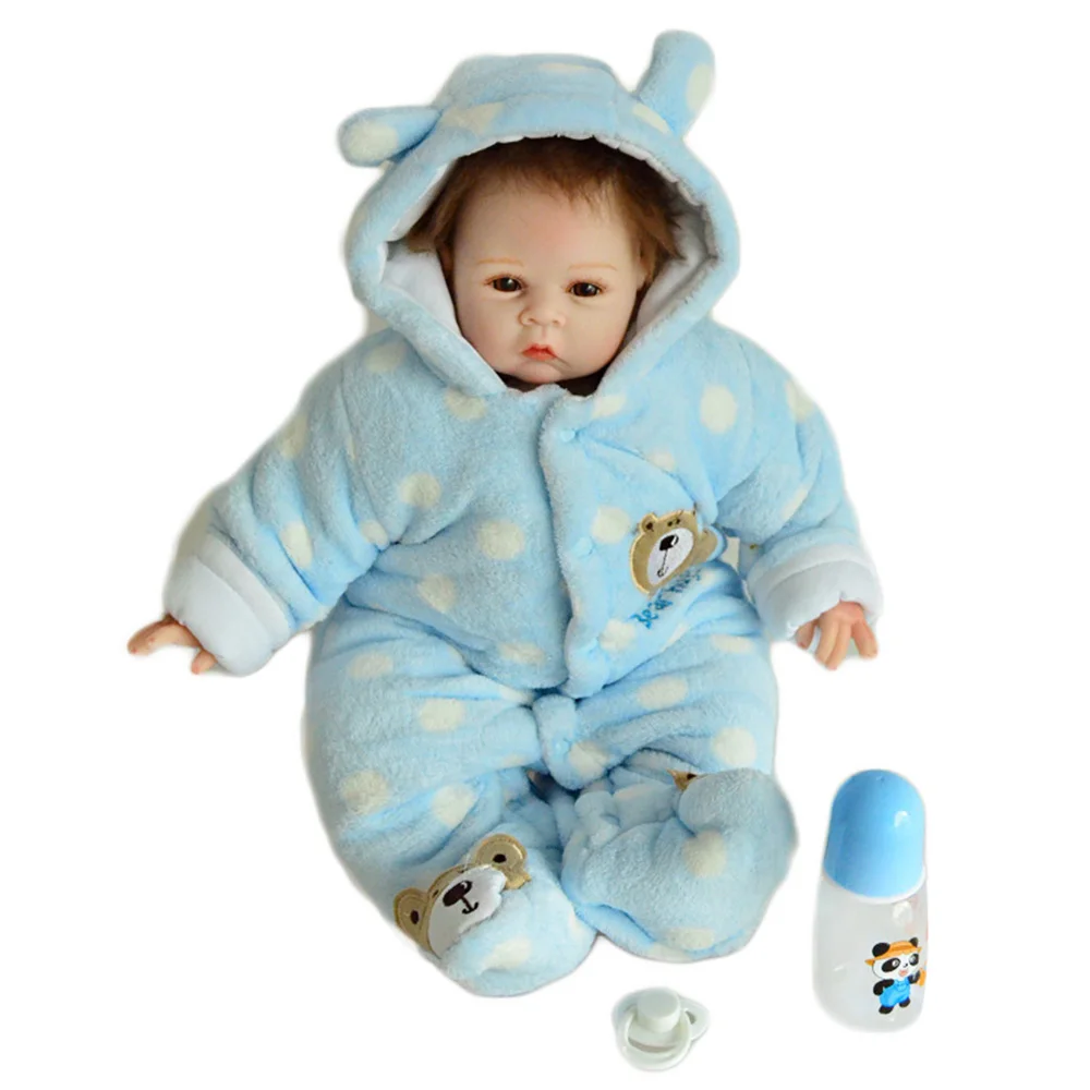

22 inches Lovely Reborn Doll Soft Silicone Newborn Baby with Cloth Body Toy for Kids Birthday Christmas Gift