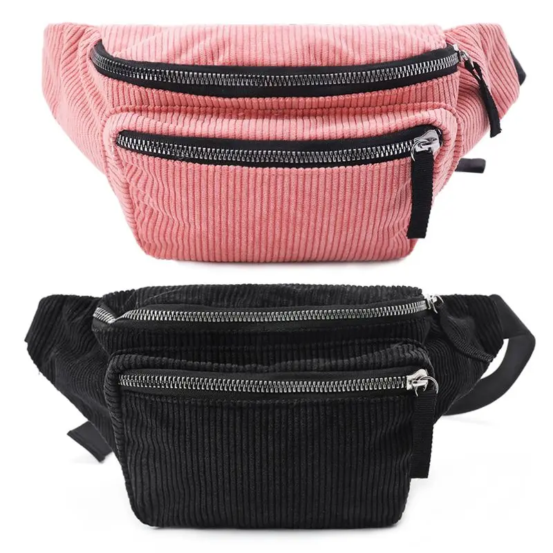 

Women Waist Pack Corduroy Chest Pack Vintage Phone Pouch Belt Messenger Shoulder Bags