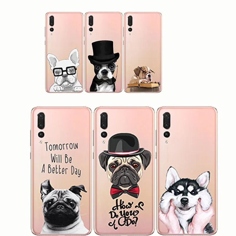 

Cute Pug Dog Animal Pattern Design Soft Silicon Phone Cases Cover for huawei p8 p9 p10 p20 lite plus pro