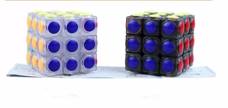 Горячие YJ прозрачный магический куб 3x3x3 Скорость головоломка куб игры в горошек Форма cubos magicos Профессиональный головоломки игры