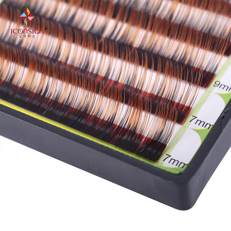 

1 Box Popular Mixed Size Silk eyelash Colorful False Eyelash Extension 0.1mm C curl Double Color natural false eyelashes