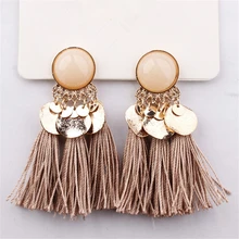 Bohemian Sequins Tassel Earrings for Women Wedding Party Acrylic Beads Statement Drop Earrings Long Vintage Fringing