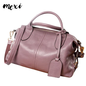 

MOXI Real Cowskin Leather Women Handbag Genuine Leather Shoulder Bag Classic Style Lady Messenger Bag Big Tote Daily Casual Bag