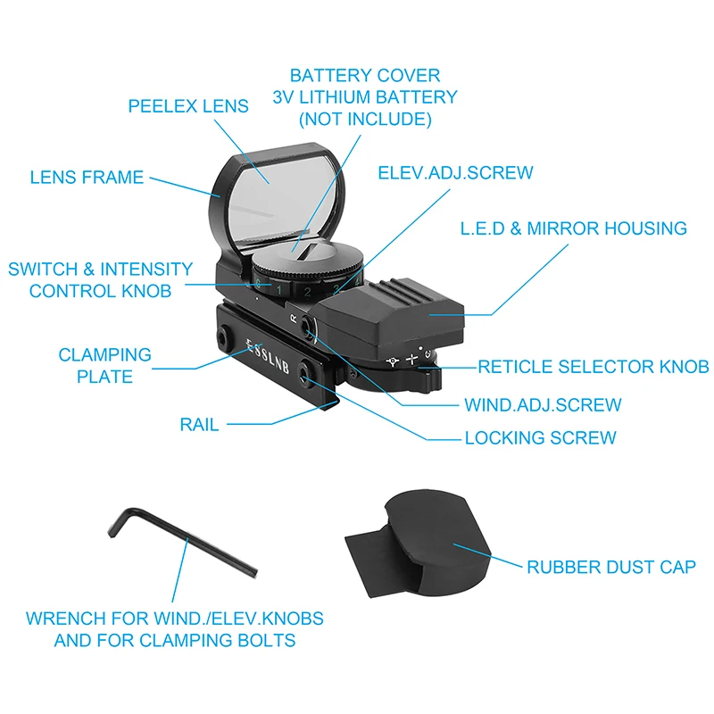 Тактический зубчатый рифлескоп с рамкой страйкбол Красный точка голографический рефлекс 4 Сетка для оптические прицелы Корабль из России