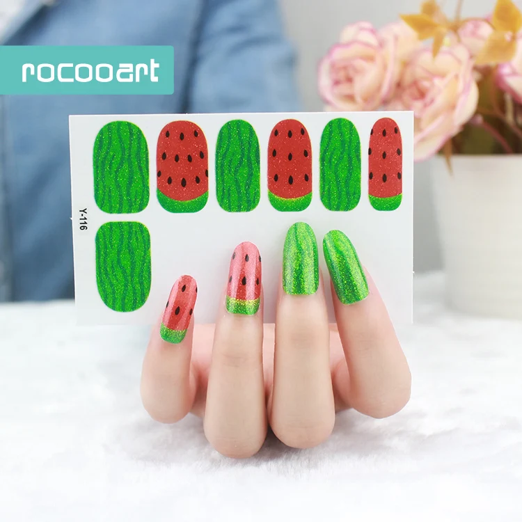 Rocooart Y5116 модные блестящие наклейки для ногтей Арбузные украшения Фольга Водные
