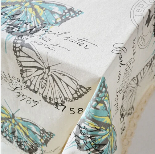 

New arrivals Linen table cloth butterfly pattern tablecloth with lace edge for rectangular table hot sale free shipping