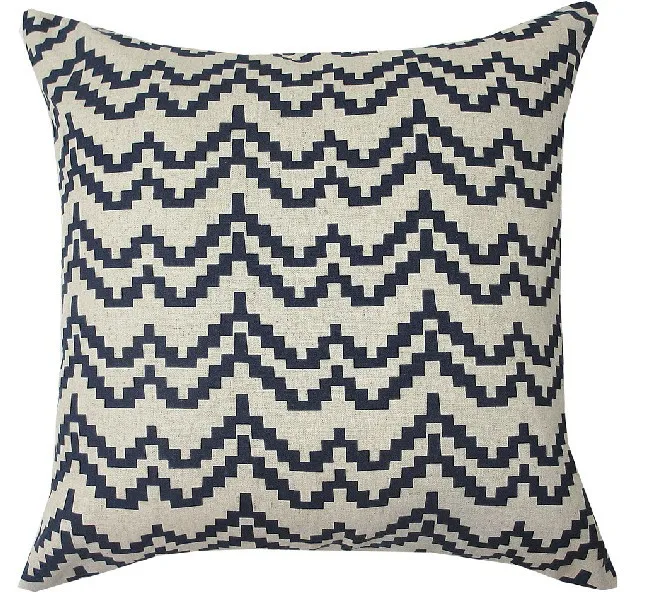 Navy Wave Striped cushion cover,Geometric Pillow cover,Home Decorative