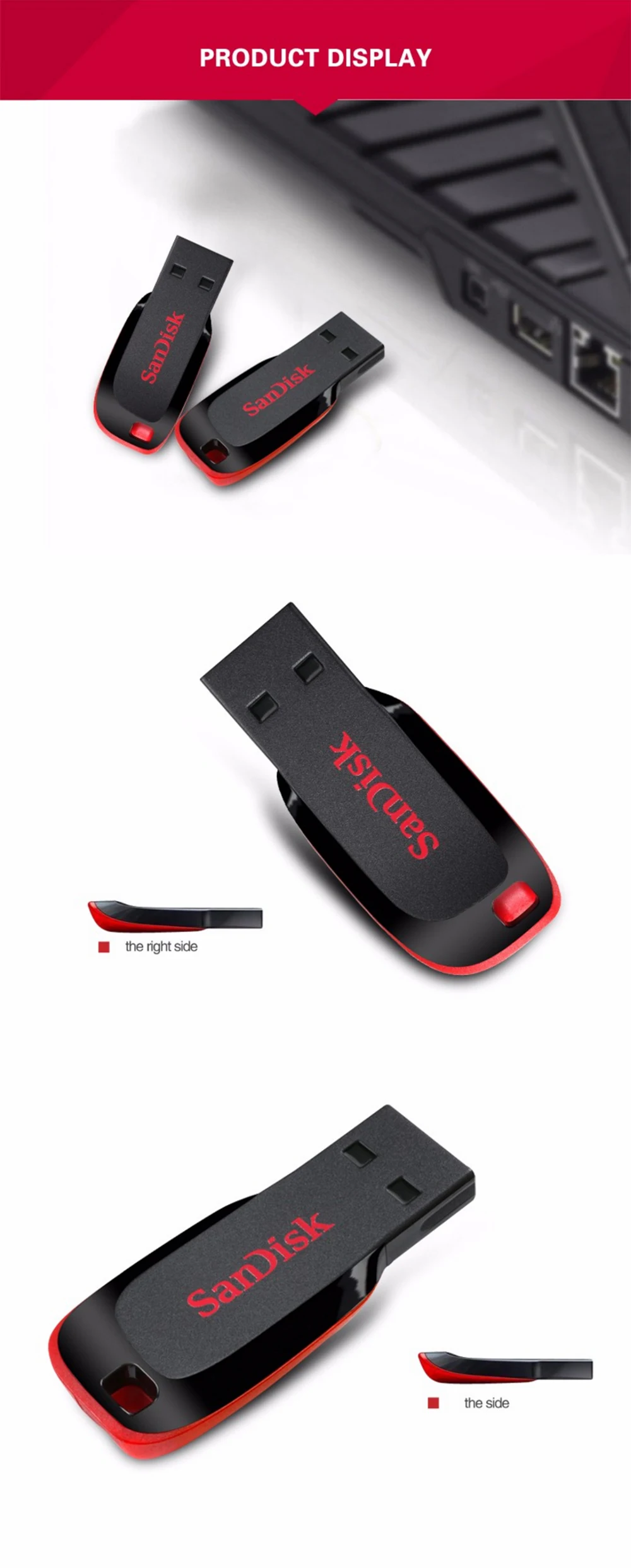 SanDisk USB флеш-накопитель Cruzer Blade U диск 8 ГБ 16 ГБ 32 ГБ 64 Гб 128 ГБ мини-накопитель USB 2,0 флеш-карта памяти SDCZ50