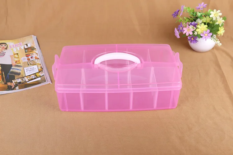 Многофункциональный Большой размер Съемный Septa ящик для инструментов большой ящик для инструментов пластиковый для электронных запчастей водонепроницаемый прозрачный ящик для инструментов - Цвет: Pink