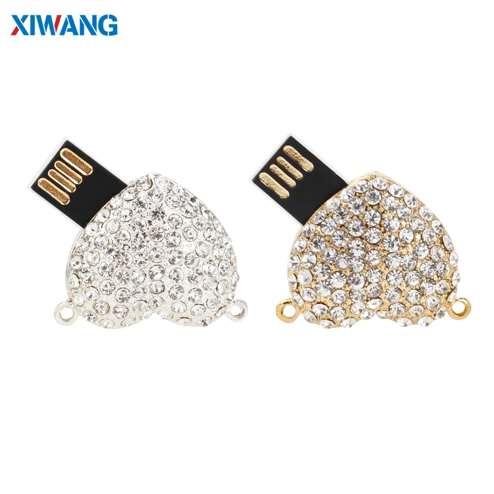 Crystal Necklace Heart USB Flash Drive 64GB 32GB Pen Drives 128GB 16GB 8GB 4GB USB 2.0 Pendrive Jewelry Memory Stick Girls Gift (5)