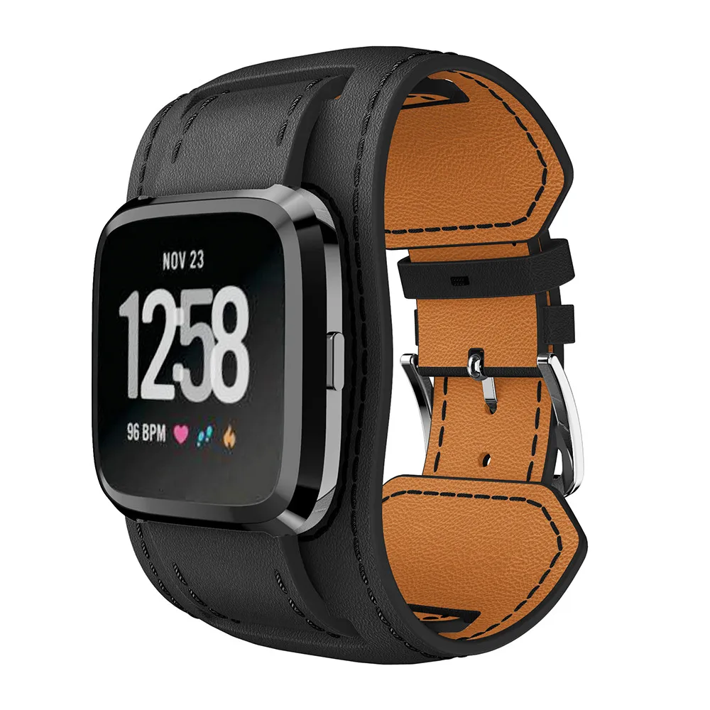 2 в 1 браслет из натуральной кожи ремешок для часов Fitbit Versa/Versa Lite сменный кожаный браслет, ремешок для часов браслет