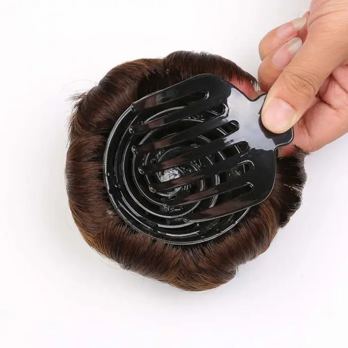 Натуральный кудрявый шиньон зажим в пластиковой расческой эластичный Свадебный пучок волос высокотемпературные волоконные накладные волосы MSI-19