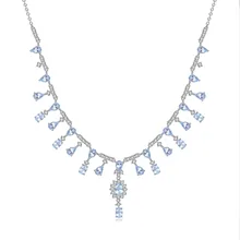 GEM'S балетное 925 пробы Серебряное свадебное ожерелье для женщин Свадьба 14.6Ct натуральный Небесно голубой топаз драгоценный камень хорошее ювелирное изделие