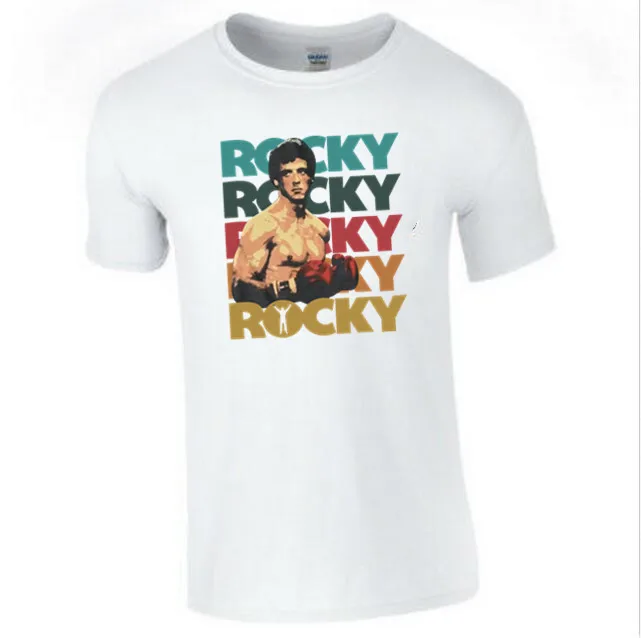 Бесплатная доставка футболка Rocky Balboa новый черный Вереск лицензированный 70