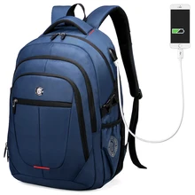 Aoking Bolso de la Computadora de Carga USB Externa de Poliéster Portátil Mochila Hombres Mujeres Mochila Portátil Impermeable Bolsa de Los Estudiantes Universitarios