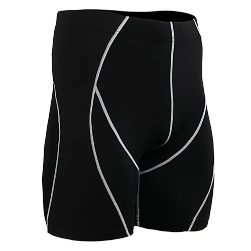 Для мужчин технические Компрессионные шорты тренировки Тренажерный зал ММА для фитнеса, кросфита для йоги, облегающие шорты черный с серой линии - Цвет: Черный