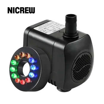 

Nicrew 15W 800L/H Submersible Fountain Water Pump with 12 Color LED Light Fish Tank Aquarium Fountain Pond Pool Pumps Decoration